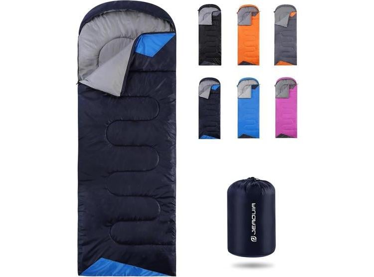 SACO DE DORMIR IMPERMEABLE JEAOUIA PARA CAMPING EN CLIMA FRÍO, LIGERO Y COMPACTO CON BOLSA DE COMPRESIÓN - 1