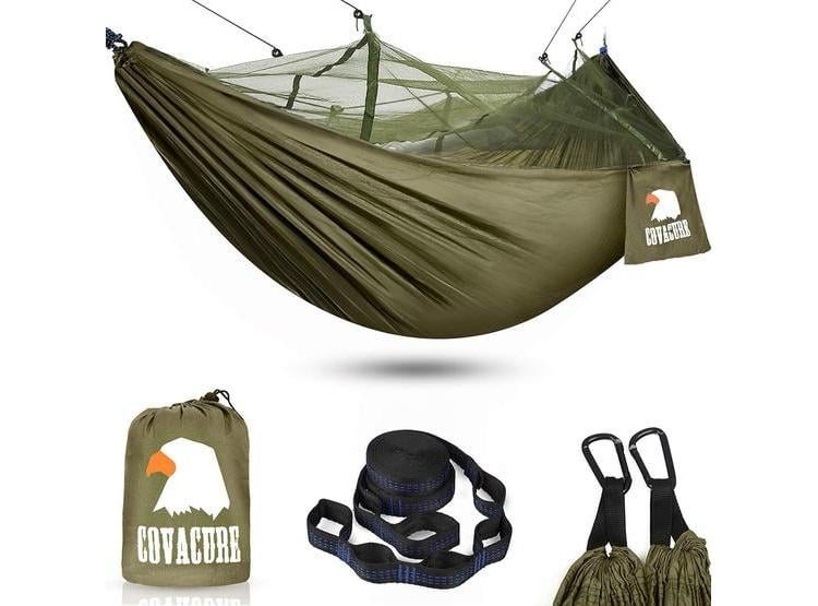 HAMACA DE CAMPAMENTO COVACURE DOBLE, PORTÁTIL CON MOSQUITERA PARA CAMPING, MOCHILEROS, PATIO Y PLAYA - 1
