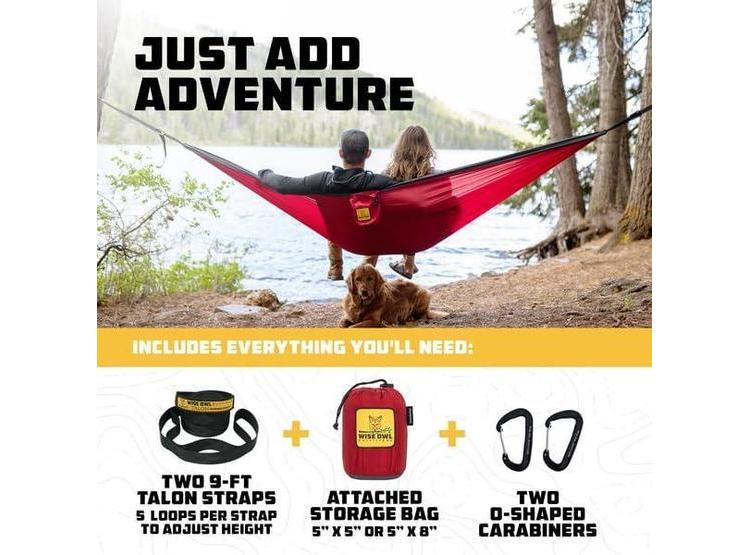HAMACA DE CAMPING WISE OWL OUTFITTERS, PORTÁTIL, CON CORREAS PARA ÁRBOL, PARA CAMPING Y SENDERISMO - 3