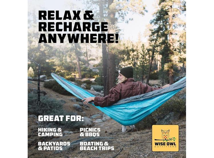 HAMACA DE CAMPING WISE OWL OUTFITTERS, PORTÁTIL, CON CORREAS PARA ÁRBOL, PARA CAMPING Y SENDERISMO - 6