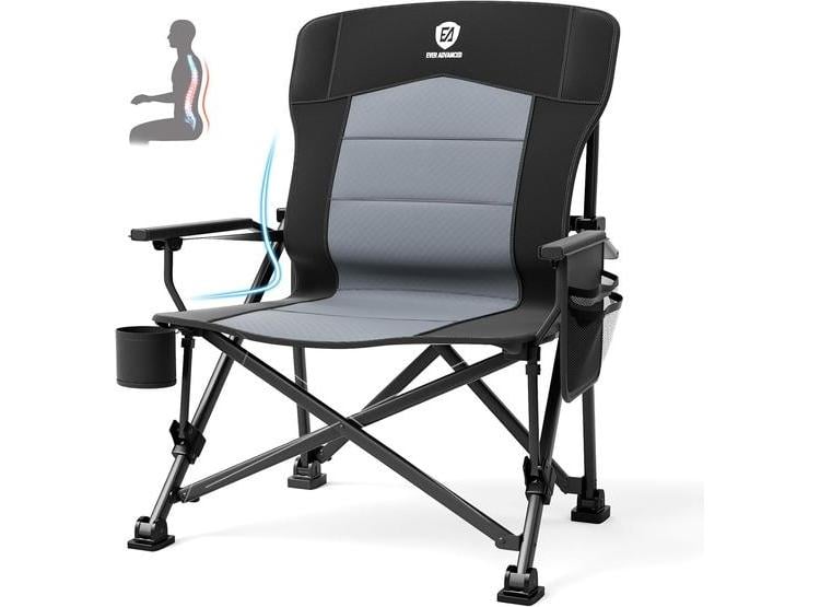 SILLA DE CAMPING PLEGABLE EVER ADVANCED CON SOPORTE LUMBAR AJUSTABLE Y BOLSILLOS - 1