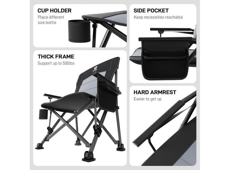 SILLA DE CAMPING PLEGABLE EVER ADVANCED CON SOPORTE LUMBAR AJUSTABLE Y BOLSILLOS - 6