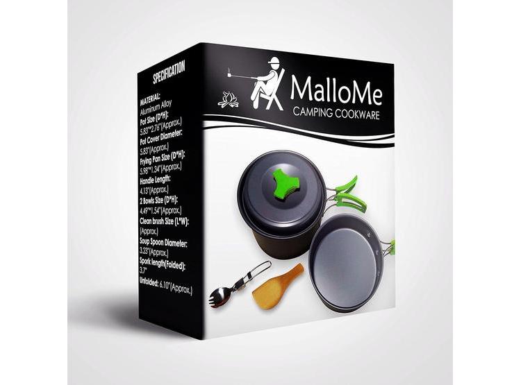 MALLOME KIT DE UTENSILIOS DE COCINA PARA CAMPING, INCLUYE JUEGO DE OLLAS Y SARTENES CON ESTUFA PORTÁTIL - 4