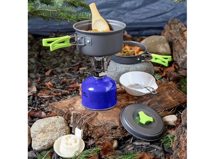 MALLOME KIT DE UTENSILIOS DE COCINA PARA CAMPING, INCLUYE JUEGO DE OLLAS Y SARTENES CON ESTUFA PORTÁTIL - 7