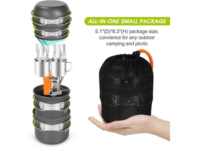 UTENSILIOS DE COCINA DE CAMPING ODOLAND, 16 PIEZAS, INCLUYE MINI ESTUFA, TAZAS Y CUBIERTOS PARA EXTERIORES - 3