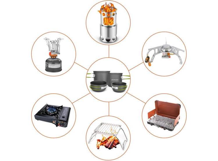 UTENSILIOS DE COCINA DE CAMPING ODOLAND, 16 PIEZAS, INCLUYE MINI ESTUFA, TAZAS Y CUBIERTOS PARA EXTERIORES - 4