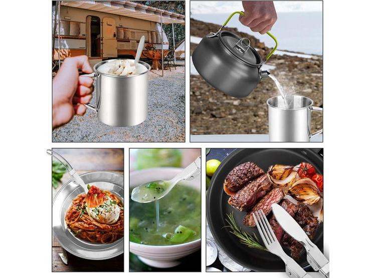 UTENSILIOS DE COCINA DE CAMPING ODOLAND, 16 PIEZAS, INCLUYE MINI ESTUFA, TAZAS Y CUBIERTOS PARA EXTERIORES - 6