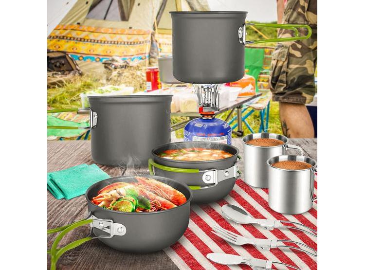UTENSILIOS DE COCINA DE CAMPING ODOLAND, 16 PIEZAS, INCLUYE MINI ESTUFA, TAZAS Y CUBIERTOS PARA EXTERIORES - 7