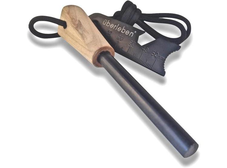 ZÜNDEN FERRO ROD INICIADOR DE FUEGO, RESISTENTE AL AGUA, CON MANGO DE MADERA Y GOLPEADOR - 1