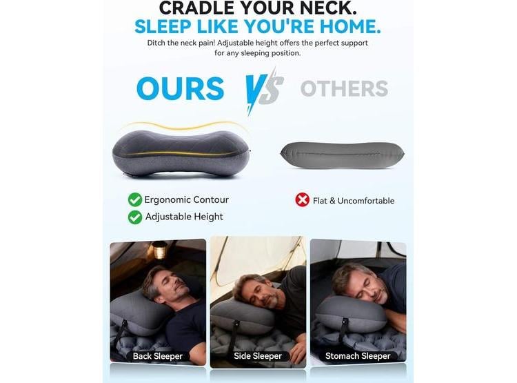 ALMOHADA INFLABLE CAMPING HIKENTURE LIGERA SOORTE LUMBAR Y CERVICAL - 2