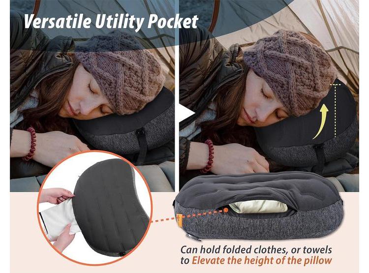 COMPACTA ALMOHADA INFLABLE TREKOLOGY PARA CAMPAMENTO, SENDERISMO Y VIAJES, FÁCIL DE INFLAR Y DISEÑO ERGONÓMICO CONFORTABLE - 2