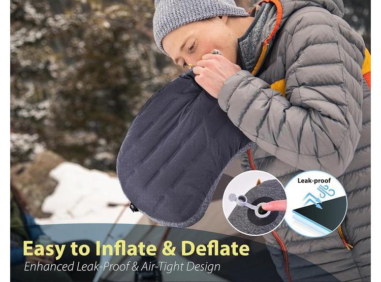 COMPACTA ALMOHADA INFLABLE TREKOLOGY PARA CAMPAMENTO, SENDERISMO Y VIAJES, FÁCIL DE INFLAR Y DISEÑO ERGONÓMICO CONFORTABLE - 4