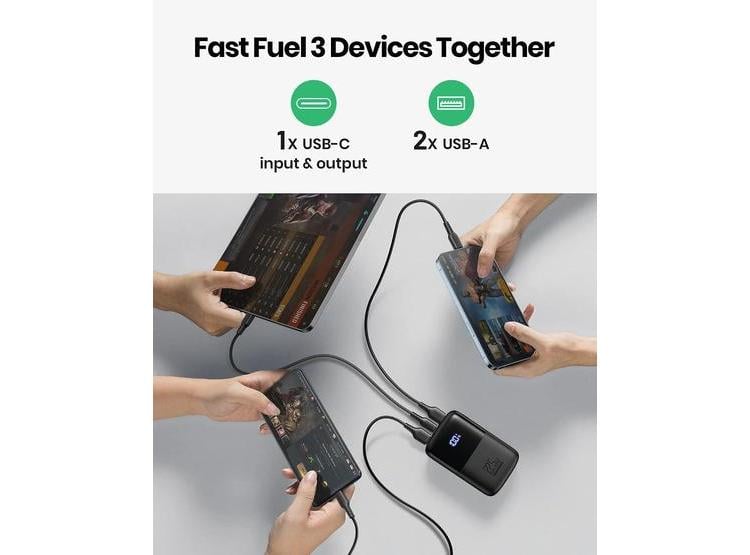 CARGADOR PORTÁTIL INIU DE 10000MAH, CARGA RÁPIDA USB C 3 SALIDAS Y SOPORTE PARA TELÉFONOS IPHONE Y MÁS - 5