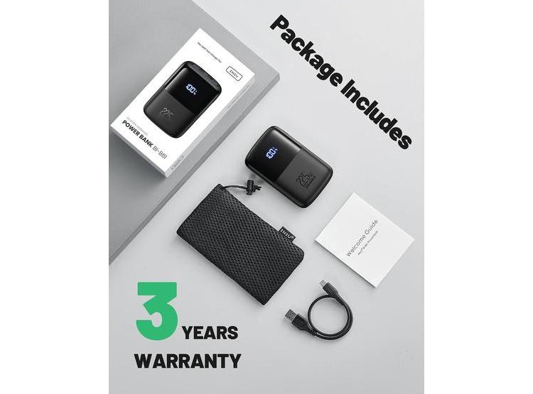 CARGADOR PORTÁTIL INIU DE 10000MAH, CARGA RÁPIDA USB C 3 SALIDAS Y SOPORTE PARA TELÉFONOS IPHONE Y MÁS - 7