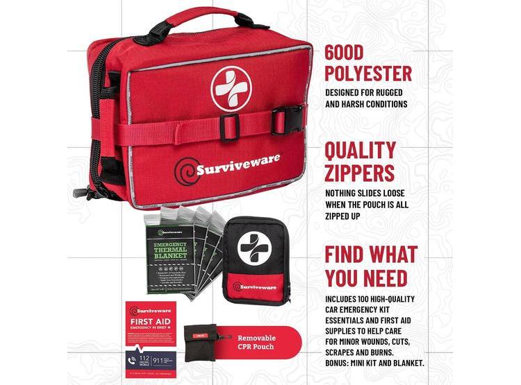 KIT DE PRIMEROS AUXILIOS DE 200 PIEZAS, IDEAL PARA OFICINA, AUTOS Y EXTERIORES. RESISTENTE AL AGUA Y DESGARROS - 2