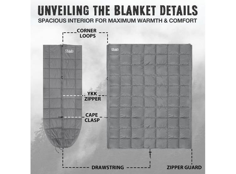 MANTA ZIPPIES CON THINSULATE DE 3M, RESISTENTE AL AGUA, PARA CAMPING EN CLIMA FRÍO Y AL AIRE LIBRE - 3