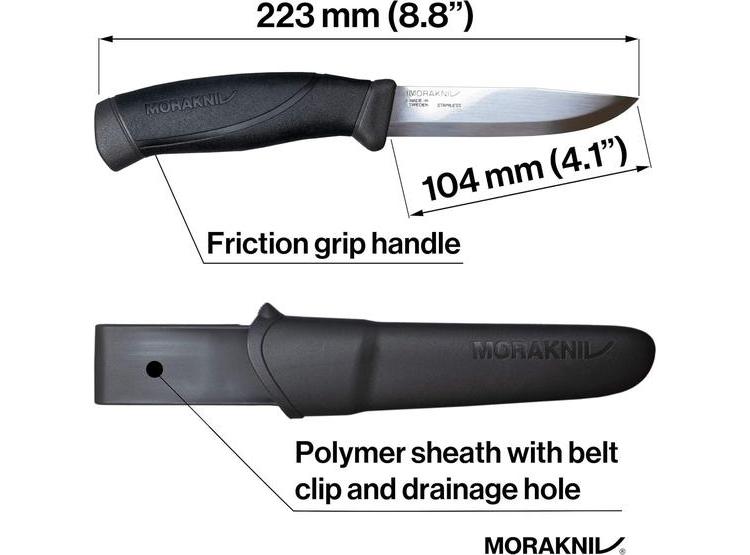 CUCHILLO FIJO ACERO INOXIDABLE MORAKNIV COMPANION NEGRO CON FUNDA - 4