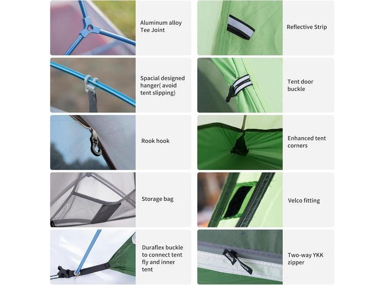 NATUREHIKE TIENDA ULTRALIGERA PARA 2 PERSONAS, FÁCIL DE MONTAR Y RESISTENTE, IDEAL PARA SENDERISMO Y MOCHILEROS - 6