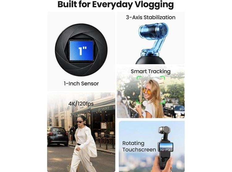 XTRA MUSE: CÁMARA DE VLOGGING DE 4K CON CMOS DE 1 PULGADA, ESTABILIZADOR DE CARDÁN Y SEGUIMIENTO DE ROSTRO - 5
