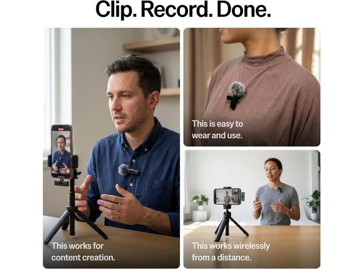 MINI MIC PRO - MICRÓFONO LAVALIER INALÁMBRICO PROFESIONAL PARA IPHONE, ANDROID Y MÁS, CON GRABACIÓN CLARA - 2