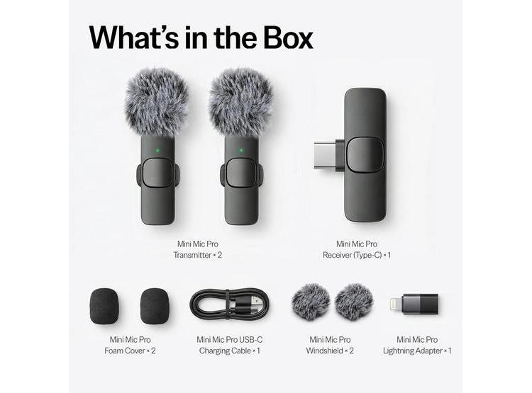MINI MIC PRO - MICRÓFONO LAVALIER INALÁMBRICO PROFESIONAL PARA IPHONE, ANDROID Y MÁS, CON GRABACIÓN CLARA - 5