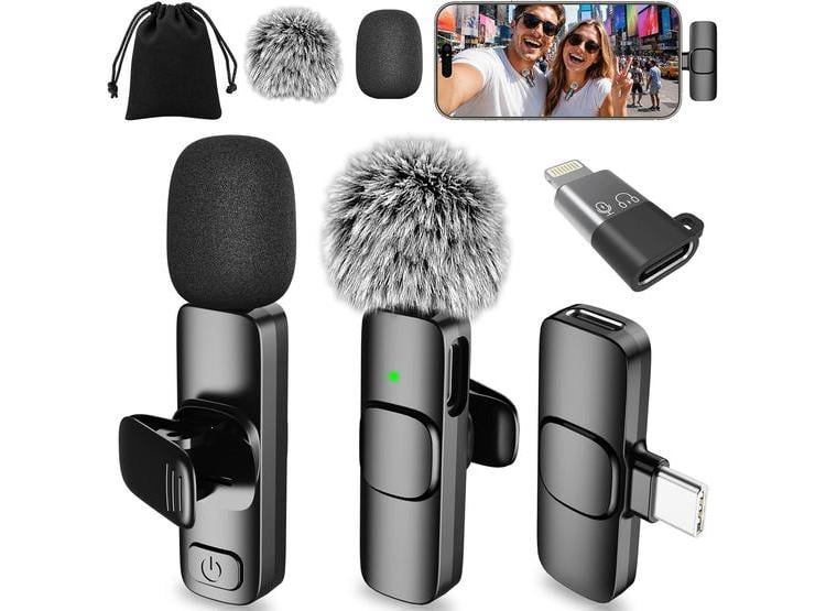 MICRÓFONO LAVALIER INALÁMBRICO PARA IPHONE, ANDROID, MINI BLUETOOTH, CANCELACIÓN DE RUIDO Y LARGA BATERÍA - 1