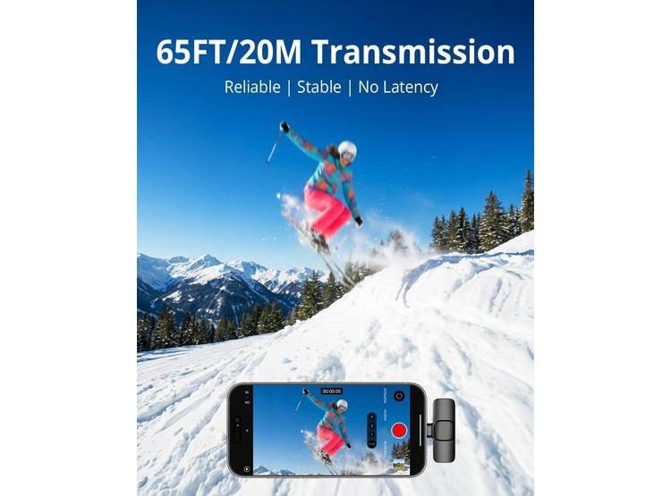 MICRÓFONO LAVALIER INALÁMBRICO PARA IPHONE, ANDROID, MINI BLUETOOTH, CANCELACIÓN DE RUIDO Y LARGA BATERÍA - 4