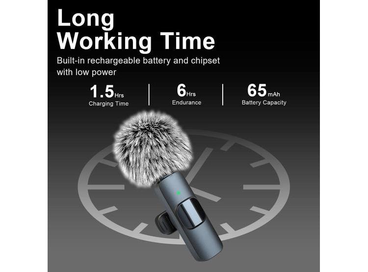 MICRÓFONO LAVALIER INALÁMBRICO PARA IPHONE, ANDROID, MINI BLUETOOTH, CANCELACIÓN DE RUIDO Y LARGA BATERÍA - 7
