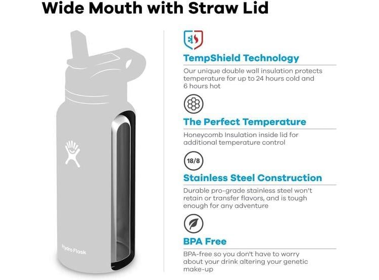 BOTELLA HYDRO FLASK DE BOCA ANCHA CON TAPA DE POPOTE PARA BEBIDAS FRÍAS O CALIENTES, DISPONIBLE EN VARIOS COLORES - 3
