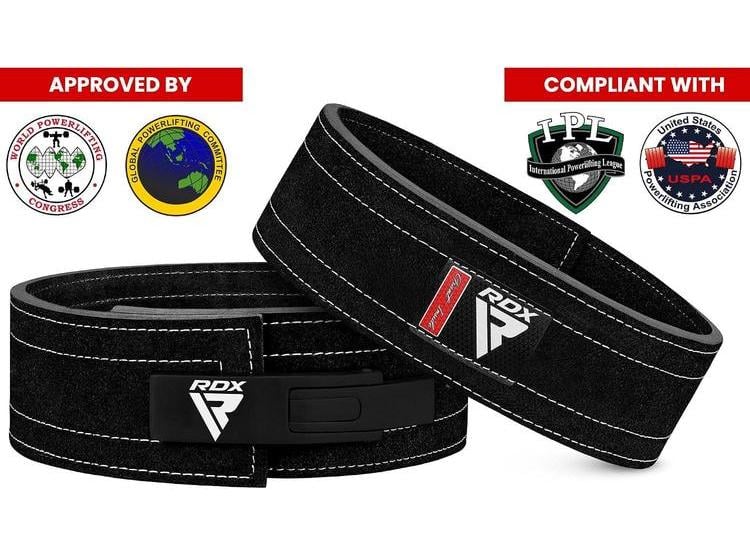 CINTURÓN DE LEVANTAMIENTO DE PESAS RDX, APROBADO POR IPL Y USPA, HEBILLA DE PALANCA, SOPORTE LUMBAR - 2