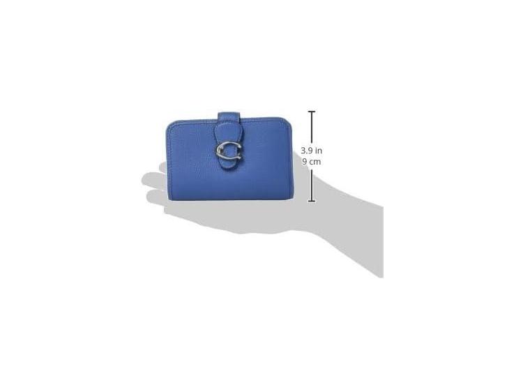 CARTERA MEDIANA AZUL CIELO DE CUERO TABBY COACH CON RANURAS PARA TARJETAS Y BOLSILLO CON CREMALLERA, EDICIÓN LIMITADA - 2