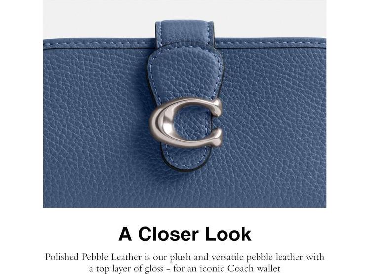 CARTERA MEDIANA AZUL CIELO DE CUERO TABBY COACH CON RANURAS PARA TARJETAS Y BOLSILLO CON CREMALLERA, EDICIÓN LIMITADA - 5