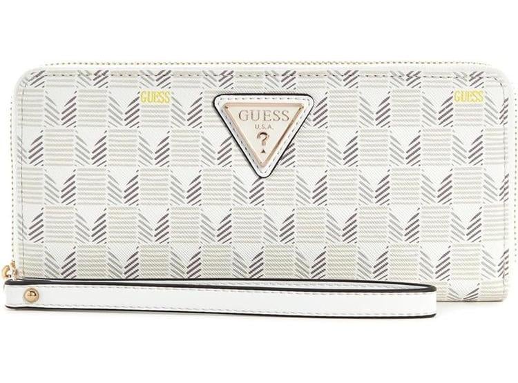 CARTERA GUESS GRANDE CON CREMALLERA ALREDEDOR Y CORREA DE MUÑECA DESMONTABLE CON ELEGANTE DISEÑO DE CHEVRÓN - 1