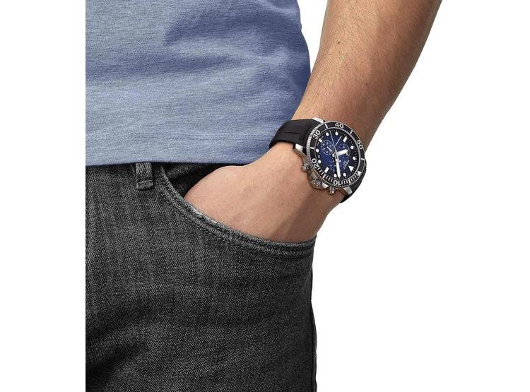 RELOJ TISSOT SEASTAR RESISTENTE AL AGUA CON MOVIMIENTO DE CUARZO SUIZO, CAJA DE ACERO Y CORREA DE CAUCHO - 4
