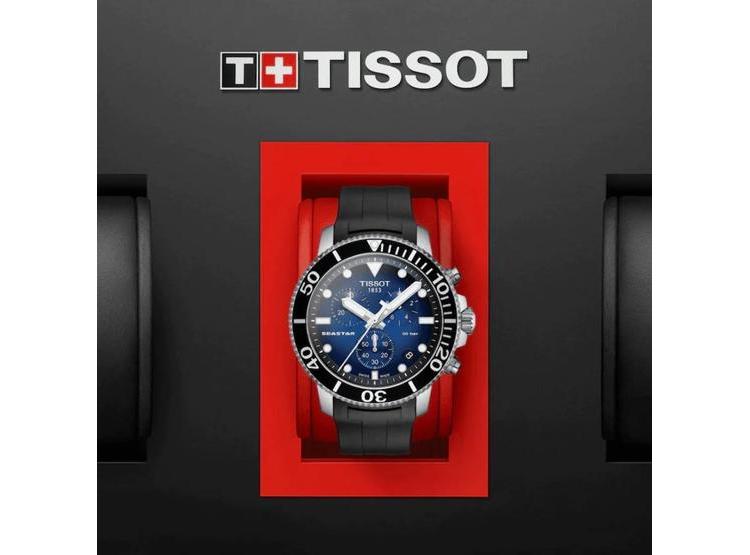 RELOJ TISSOT SEASTAR RESISTENTE AL AGUA CON MOVIMIENTO DE CUARZO SUIZO, CAJA DE ACERO Y CORREA DE CAUCHO - 5