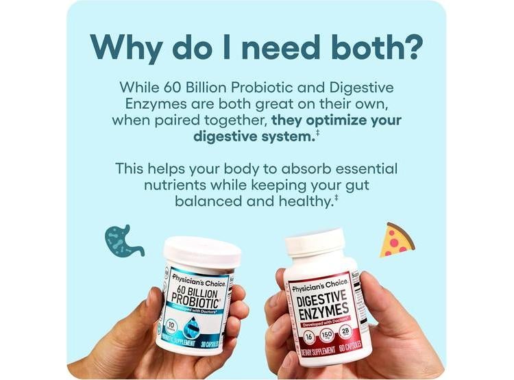 PHYSICIAN'S CHOICE BUNDLE DE SALUD INTESTINAL CON PROBIÓTICOS Y ENZIMAS PARA APOYO DIGESTIVO E INMUNOLÓGICO - 3