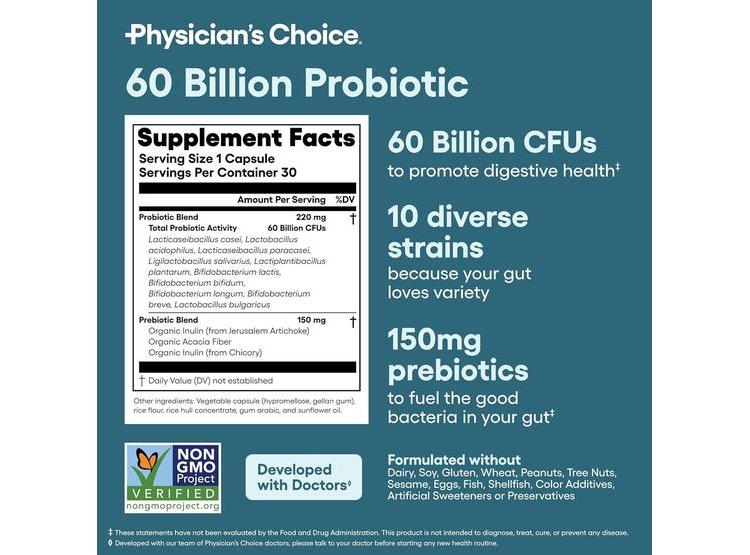 PHYSICIAN'S CHOICE BUNDLE DE SALUD INTESTINAL CON PROBIÓTICOS Y ENZIMAS PARA APOYO DIGESTIVO E INMUNOLÓGICO - 4