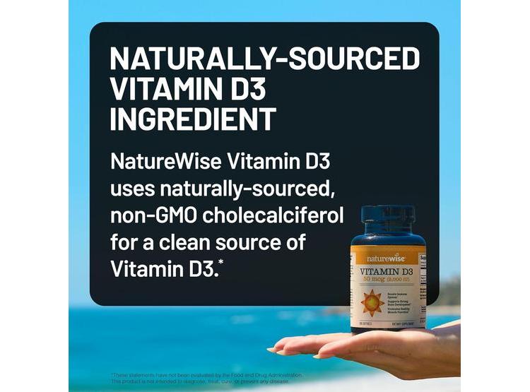 CÁPSULAS DE GEL DE VITAMINA D3 DE NATUREWISE 2000IU PARA SOPORTE INMUNE - 3