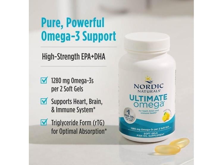 NORDIC NATURALS ULTIMATE OMEGA, SABOR LIMÓN, 90 GELES SUAVES, ALTO OMEGA-3, SUPLEMENTO ACEITE PESCADO - 3