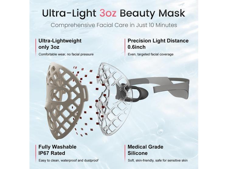 MÁSCARA FACIAL LED AVORLA PORTÁTIL CON TERAPIA DE LUZ ROJA, INFRARROJA, 4 MODOS Y 216 LEDS PARA PIEL RADIANTE - 8