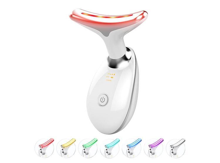 MASAJEADOR FACIAL PORTÁTIL CON LUZ ROJA Y 7 COLORES, IDEAL PARA REAFIRMAR Y CUIDAR PIEL DE CARA Y CUELLO - 1