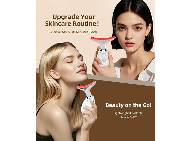 MASAJEADOR FACIAL PORTÁTIL CON LUZ ROJA Y 7 COLORES, IDEAL PARA REAFIRMAR Y CUIDAR PIEL DE CARA Y CUELLO - 3