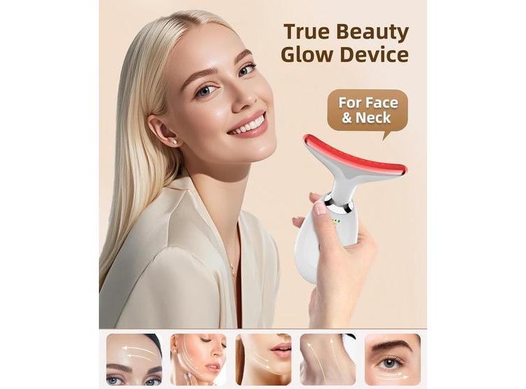 MASAJEADOR FACIAL PORTÁTIL CON LUZ ROJA Y 7 COLORES, IDEAL PARA REAFIRMAR Y CUIDAR PIEL DE CARA Y CUELLO - 5
