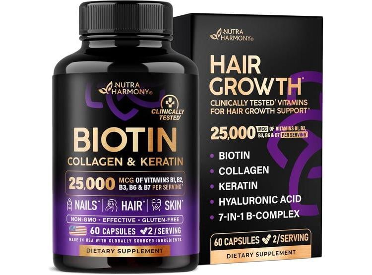 VITAMINAS CABELLO, PIEL Y UÑAS CON BIOTINA, COLÁGENO, ÁCIDO HIALURÓNICO Y QUERATINA - 1