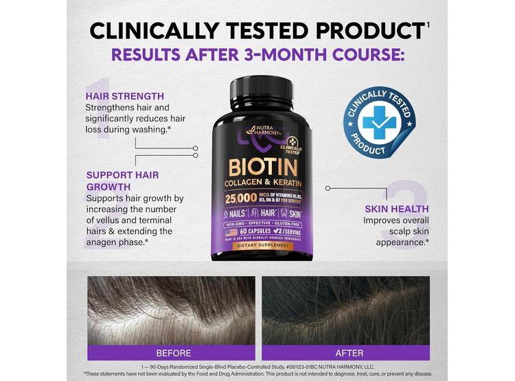 VITAMINAS CABELLO, PIEL Y UÑAS CON BIOTINA, COLÁGENO, ÁCIDO HIALURÓNICO Y QUERATINA - 3