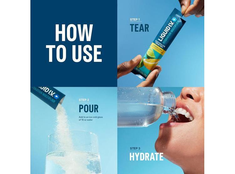 LIQUID I.V. BEBIDA EN POLVO CON ELECTROLITOS, MULTIPLICADOR DE HIDRATACIÓN SABOR LIMÓN LIMA, 16 PORCIONES - 3