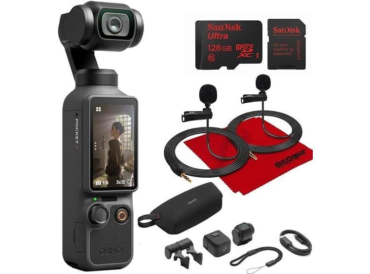 DJI OSMO POCKET 4 CÁMARA GIMBAL CON CMOS, 4K 240FPS, MEMORIA 107GB, TARJETA 128GB Y MICRÓFONOS - 1