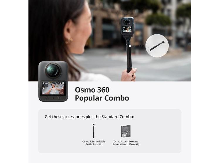 OSMO 360 COMBO ESENCIAL: CÁMARA 360 CON VIDEO 8K, 4K/120FPS, SELFIE STICK INVISIBLE Y BATERÍA EXTENDIDA - 9