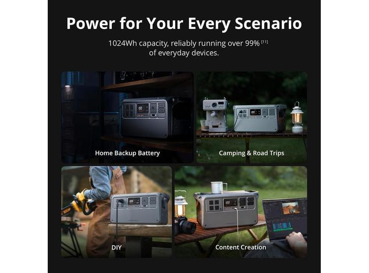 DJI POWER 1000 V2 ESTACIÓN DE ENERGÍA PORTÁTIL, BATERÍA LFP 1024WH, SALIDA ESTABLE 2600W PARA CAMPING - 5