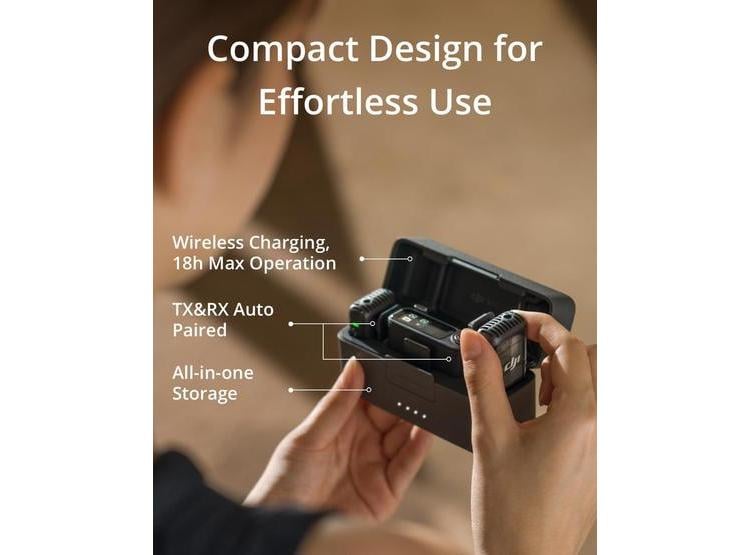 DJI MIC 2, MICRÓFONO INALÁMBRICO TODO EN UNO CON CANCELACIÓN DE RUIDO Y GRABACIÓN INTERNA PARA IPHONE, ANDROID Y CÁMARAS - 2